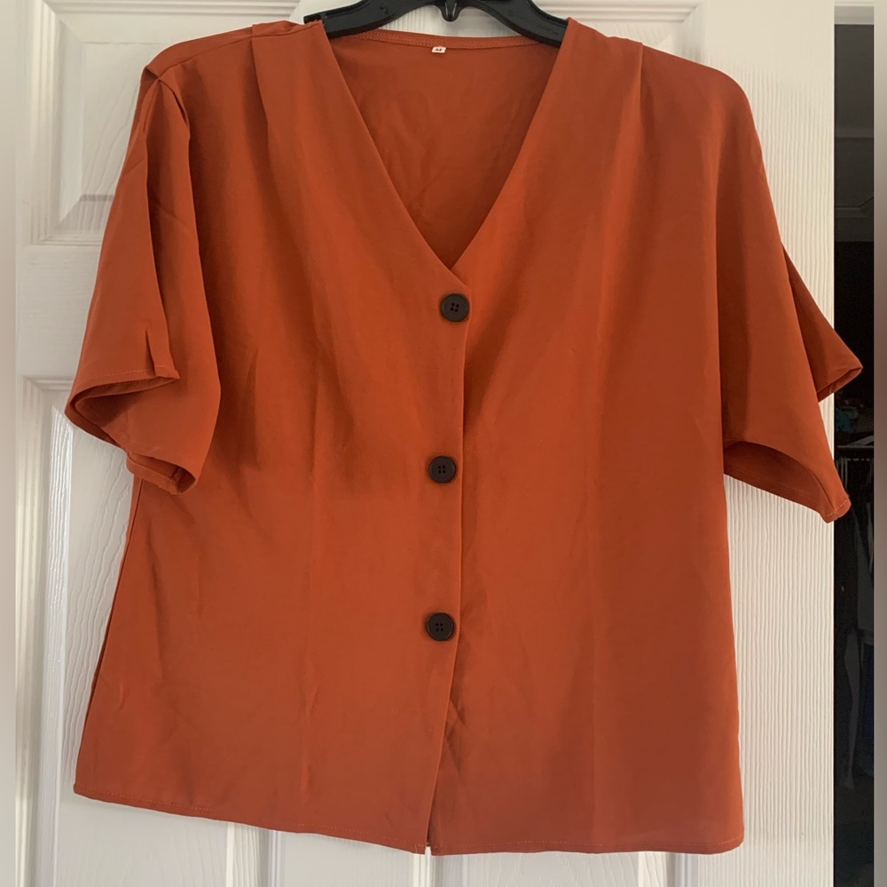 Burnt Orange Blouse, size medium, good condition